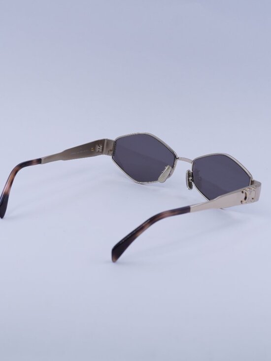 Celine CL40254U 28A Sunglasses Gold Geometric Frame, Smoke Lenses main image 12